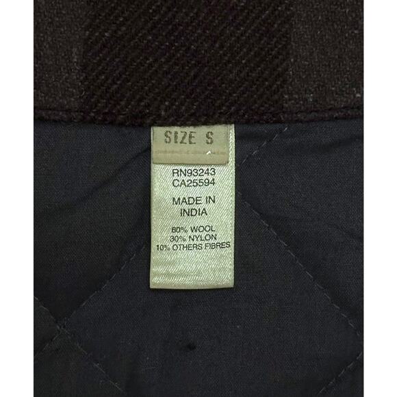 DIESEL Genuine Sheep Fur Wool Convertible Hood Plaid Parka Coat Jacket Maroon S - Picture 10 of 12